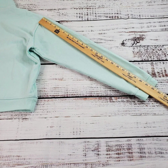 Columbia Trek Sweatshirt Women Medium Mint Blue Cropped 1/2 Zip French Terry - Picture 13 of 14